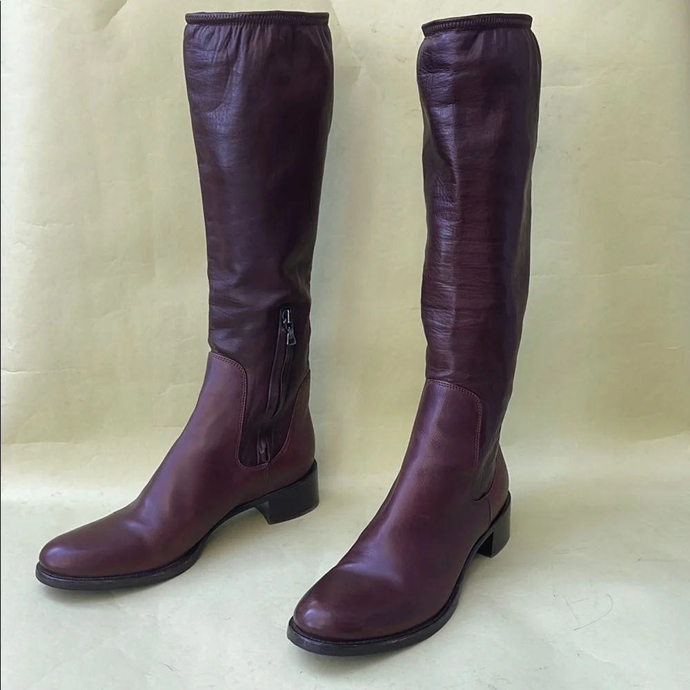 Prada Vintage Brown Over the Knee Leather Boots with Streamlined Design - Picture 2 of 16